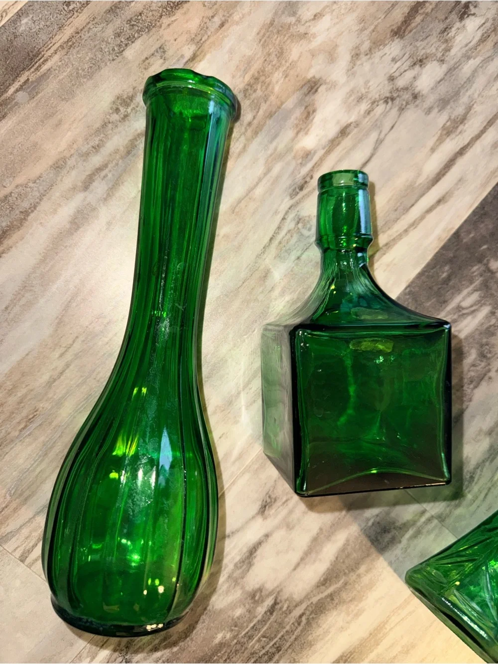 Green Glass Decorative Flower Bud Vases - Set of 4